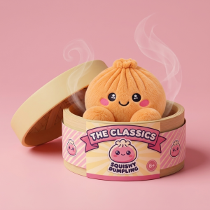 Squishy Dumpling Orange Mandarynkowy w bambusowym koszyku