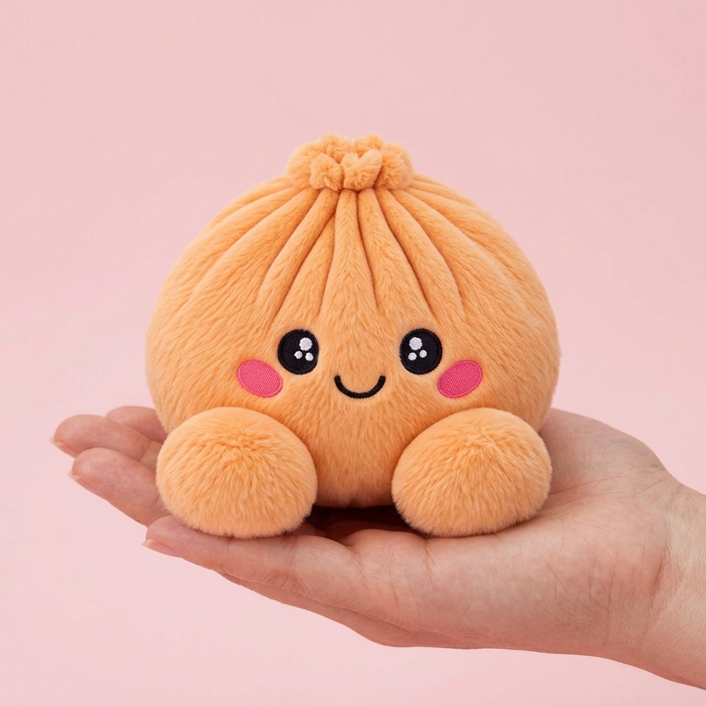 Squishy Dumpling Orange Mandarynkowy w dłoni — porównanie rozmiaru