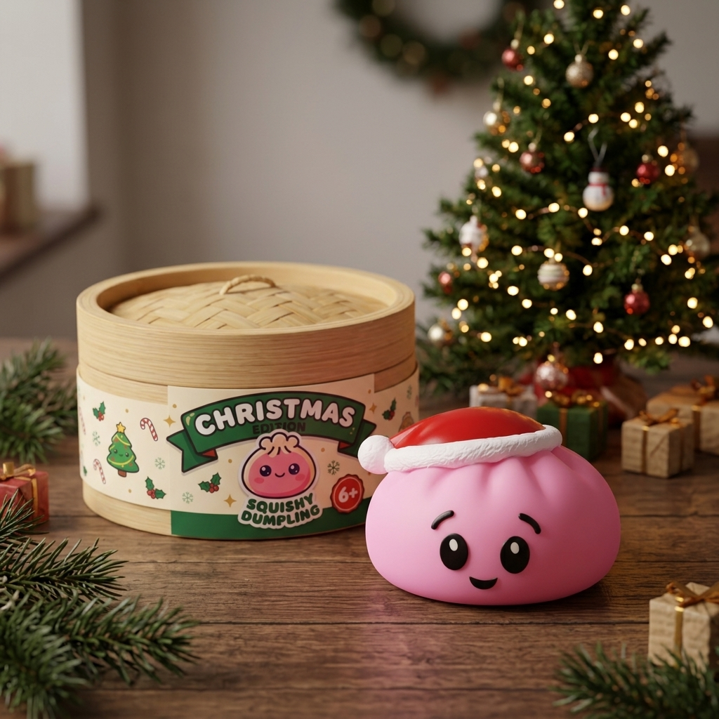 Dumpling Squishy Różowa Czapka Mikołaja w codziennej aranżacji
