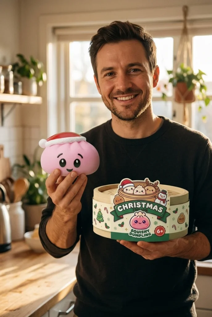 Dumpling Squishy Różowa Czapka Mikołaja z pudełkiem