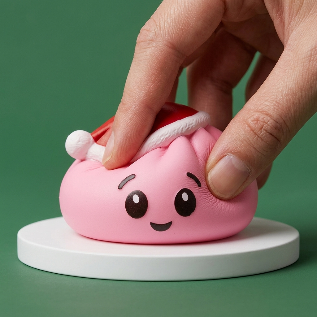 Dumpling Squishy Różowa Czapka Mikołaja ściskany w dłoni