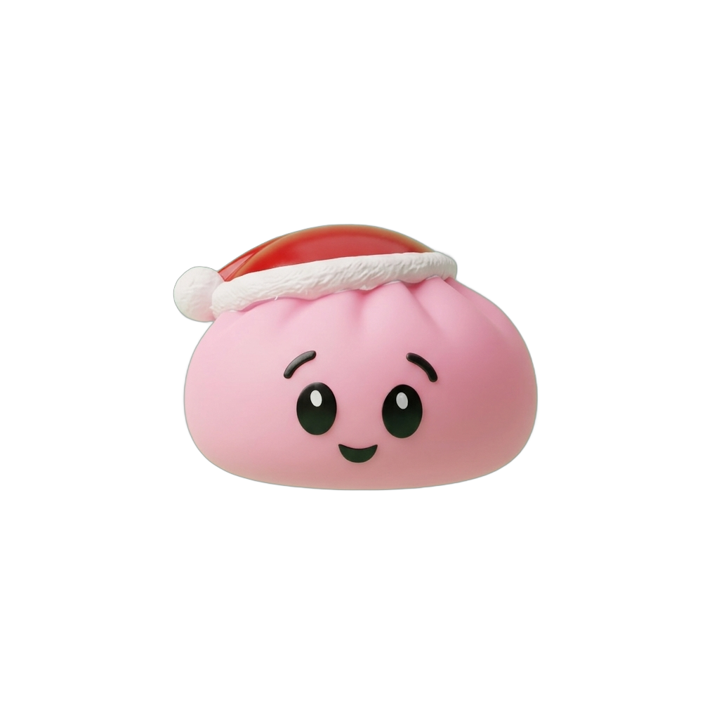 Dumpling Squishy Różowa Czapka Mikołaja ściskany w dłoni