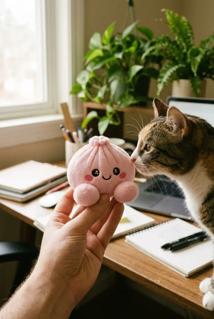 Dumpling Squishy Różowy Pluszak Piwonia z pluszakiem