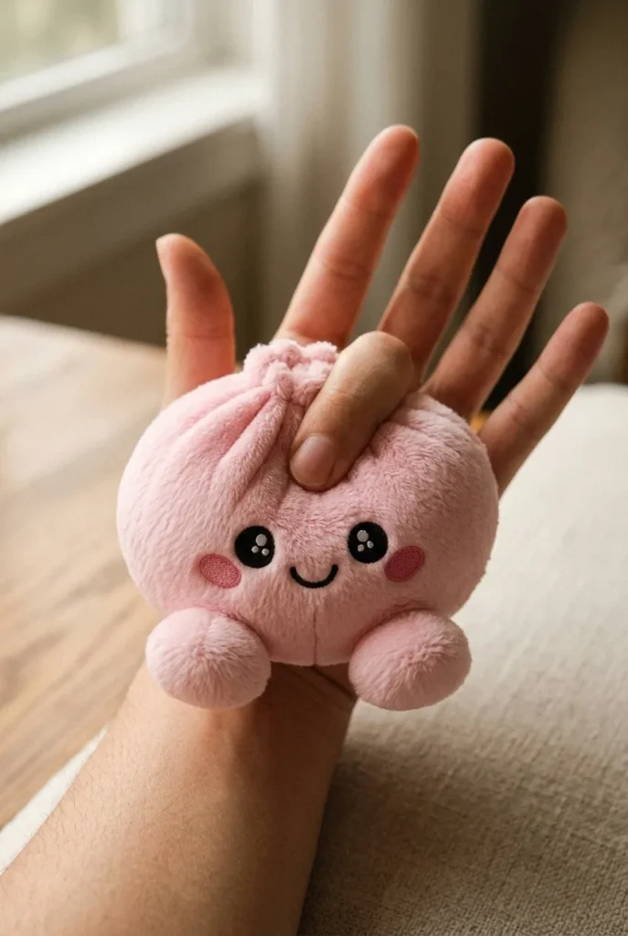 Dumpling Squishy Różowy Pluszak Piwonia podczas ściskania