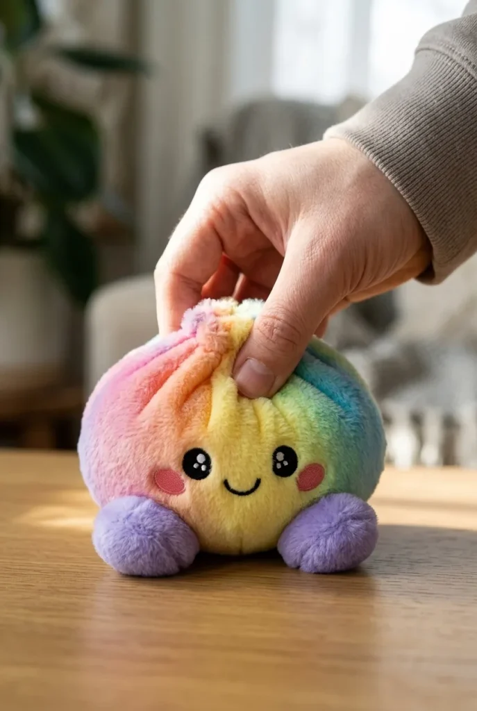 Squishy Dumpling Tęczowy Pastel podczas ściskania