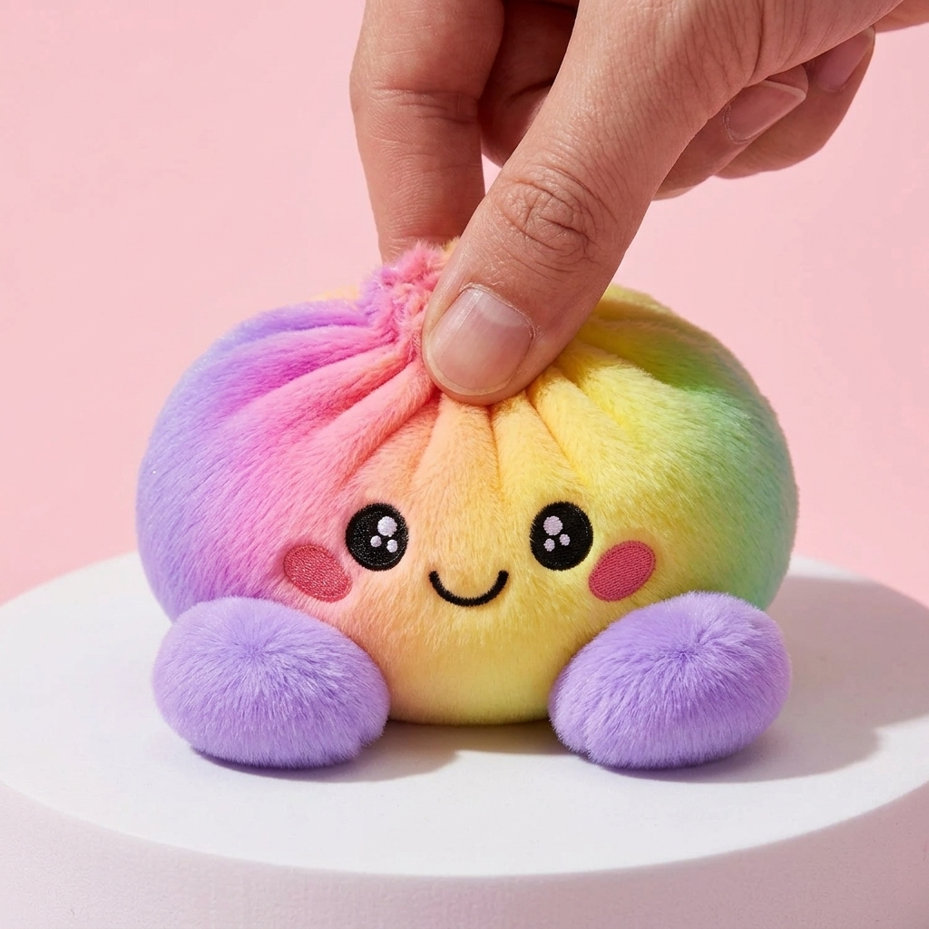 Squishy Dumpling Tęczowy Pastel efekt slow-rise w akcji