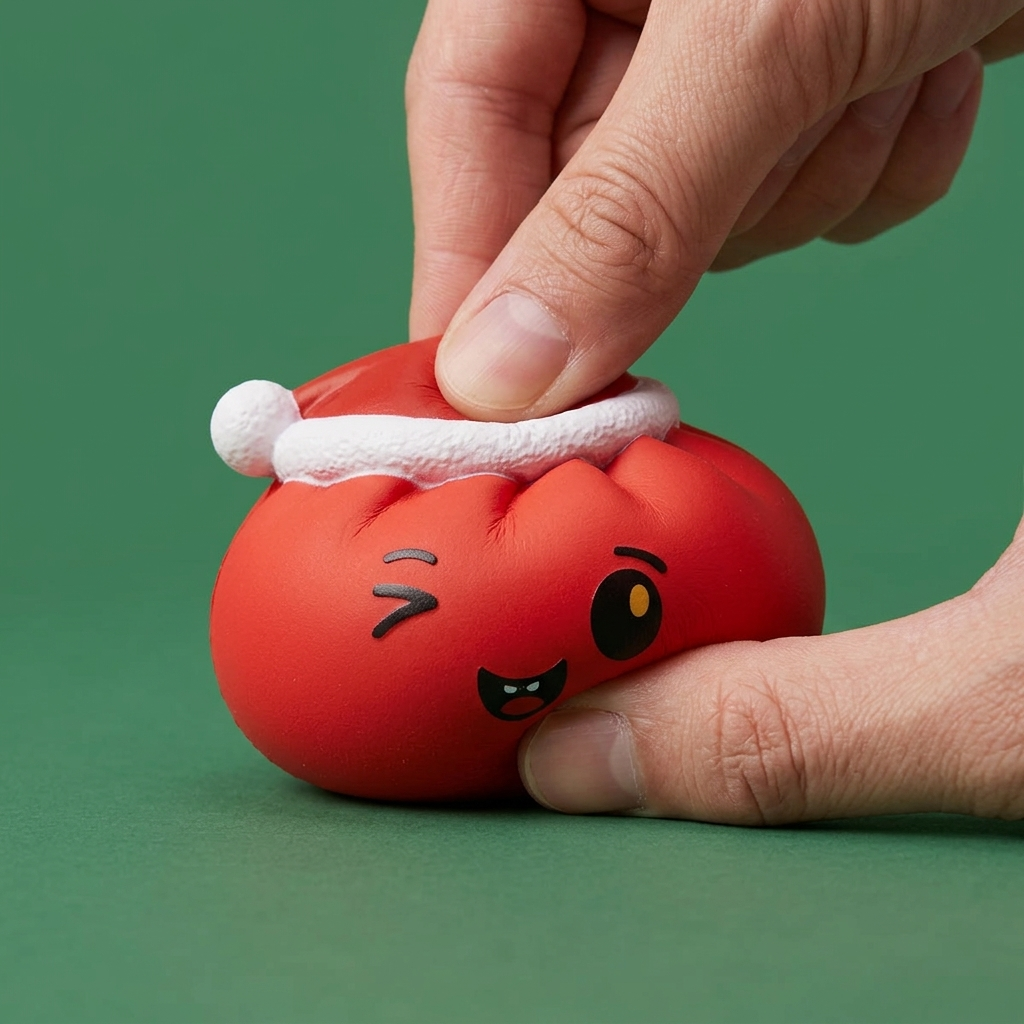 Dumpling Squishy Czerwona Czapka Mikołaja ściskany w dłoni