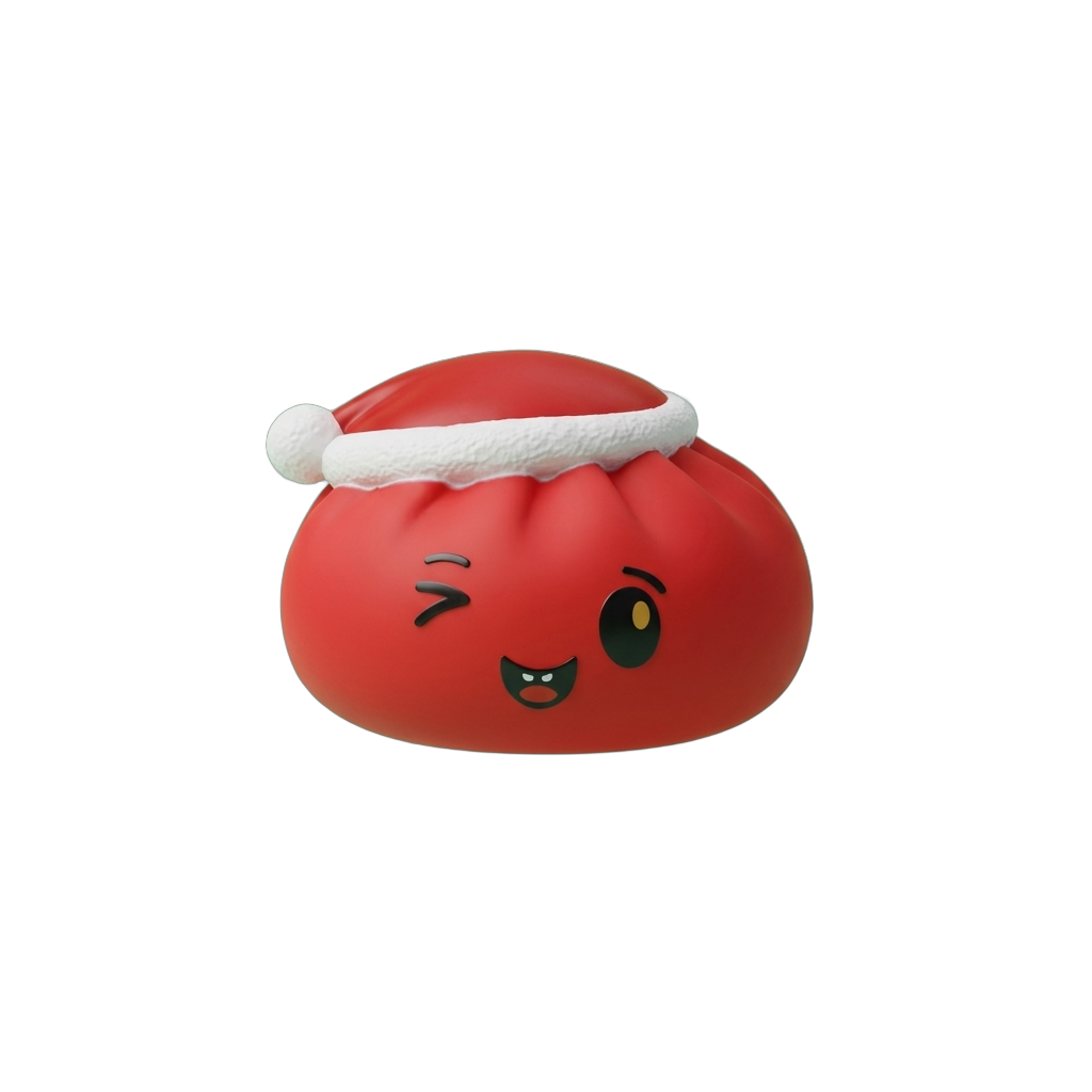 Dumpling Squishy Czerwona Czapka Mikołaja ściskany w dłoni