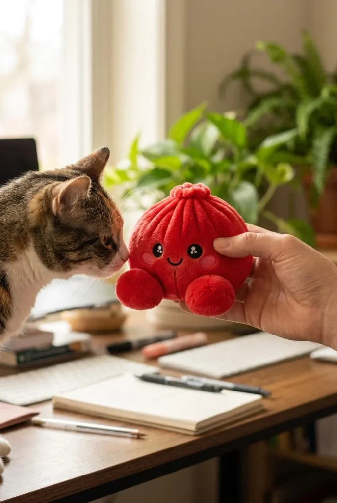 Dumpling Squishy Rubinowa Czerwień Pluszak z pluszakiem