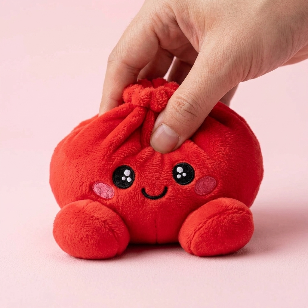 Dumpling Squishy Rubinowa Czerwień Pluszak efekt slow-rise w akcji