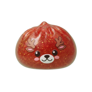 Squishy Dumpling Renifer Czerwony Glitter ściskany w dłoni