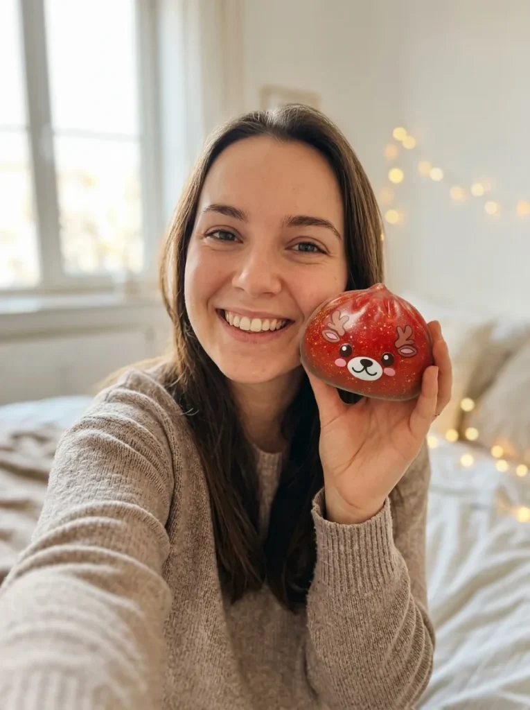 Squishy Dumpling Renifer Czerwony Glitter na co dzień
