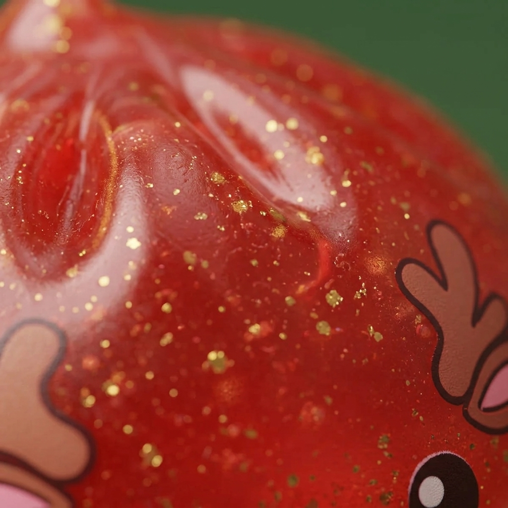 Squishy Dumpling Renifer Czerwony Glitter makro tekstury pianki