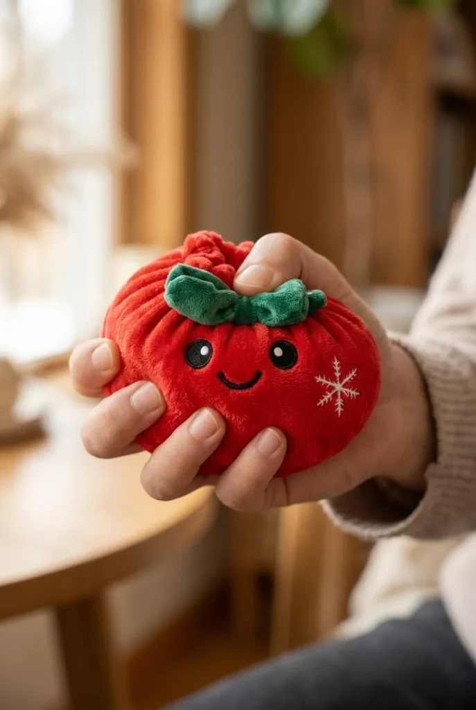 Dumpling Squishy Świąteczna Kokardka Czerwona podczas ściskania