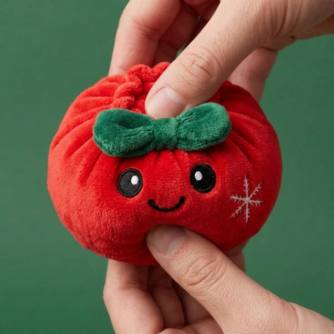 Dumpling Squishy Świąteczna Kokardka Czerwona efekt slow-rise w akcji