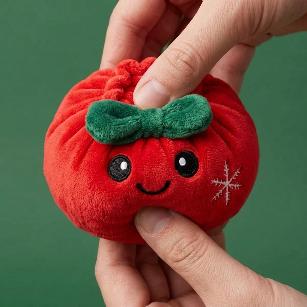 Dumpling Squishy Świąteczna Kokardka Czerwona efekt slow-rise w akcji