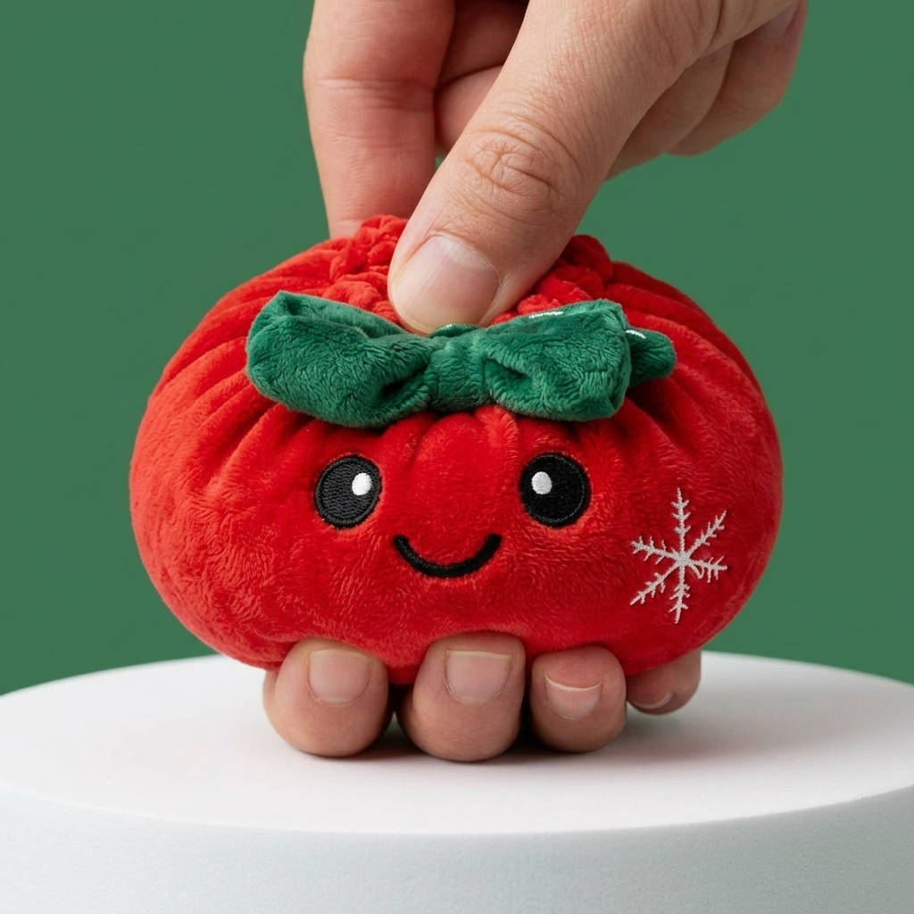 Dumpling Squishy Świąteczna Kokardka Czerwona ściskany w dłoni