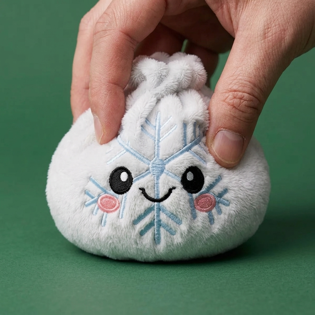Dumpling Squishy Snowflake Zimowa efekt slow-rise w akcji