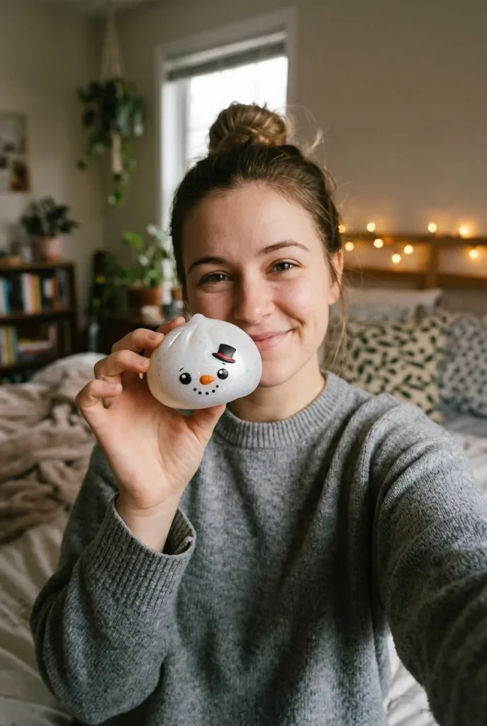 Dumpling Squishy Bałwan Glitter na co dzień