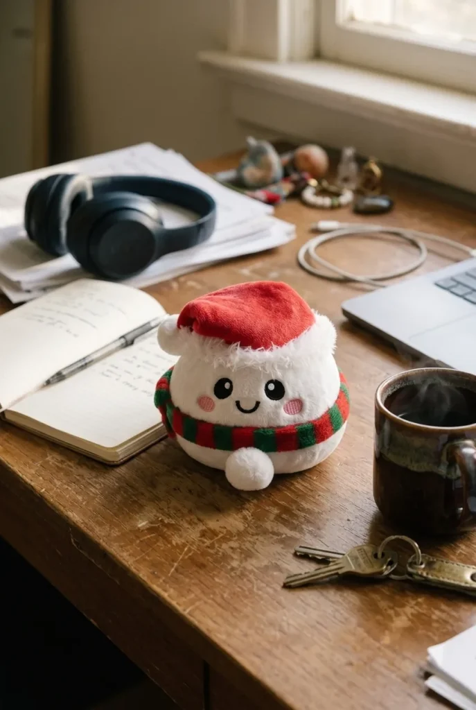 Snowman Dumpling Squishy Świąteczny Bałwanek na biurku