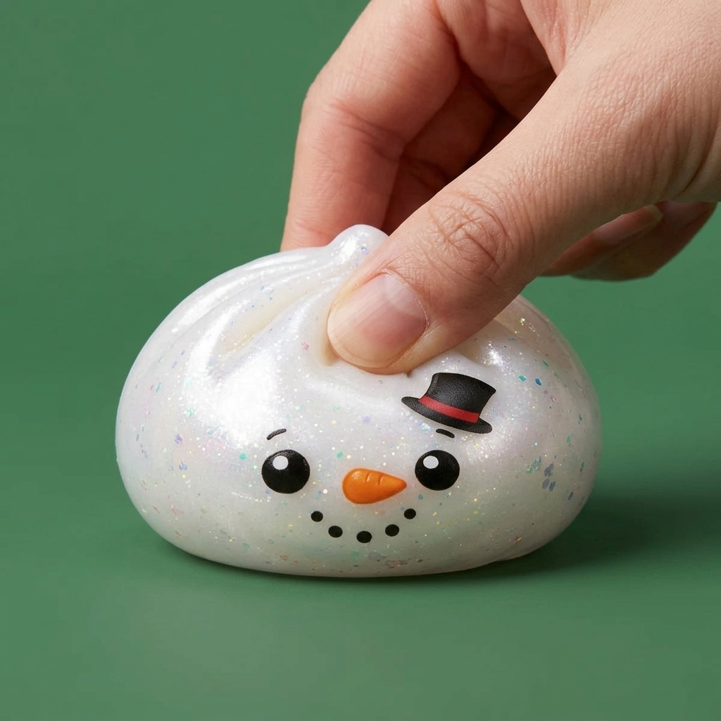 Dumpling Squishy Bałwan Glitter ściskany w dłoni
