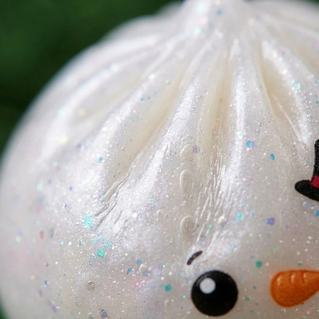 Dumpling Squishy Bałwan Glitter makro tekstury pianki