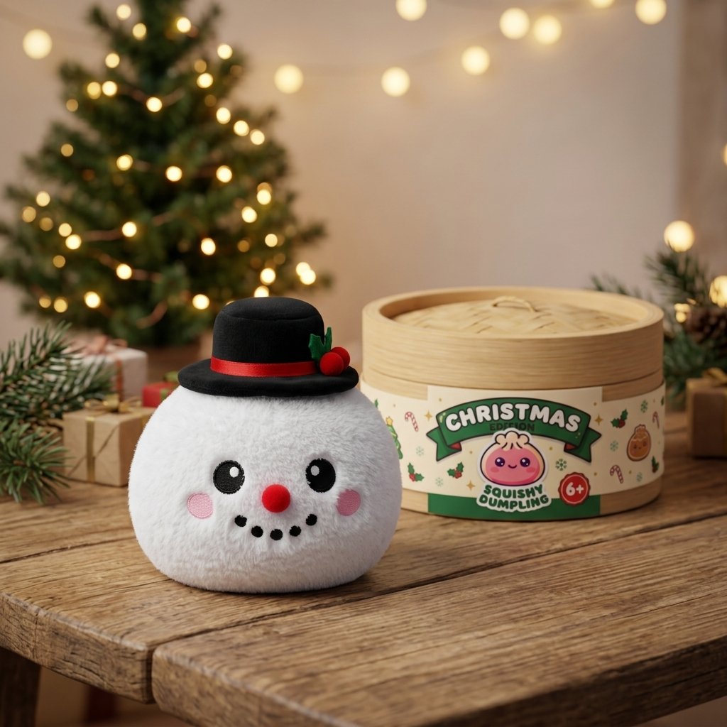 Squishy Dumpling Bałwan w Cylindrze w codziennej aranżacji