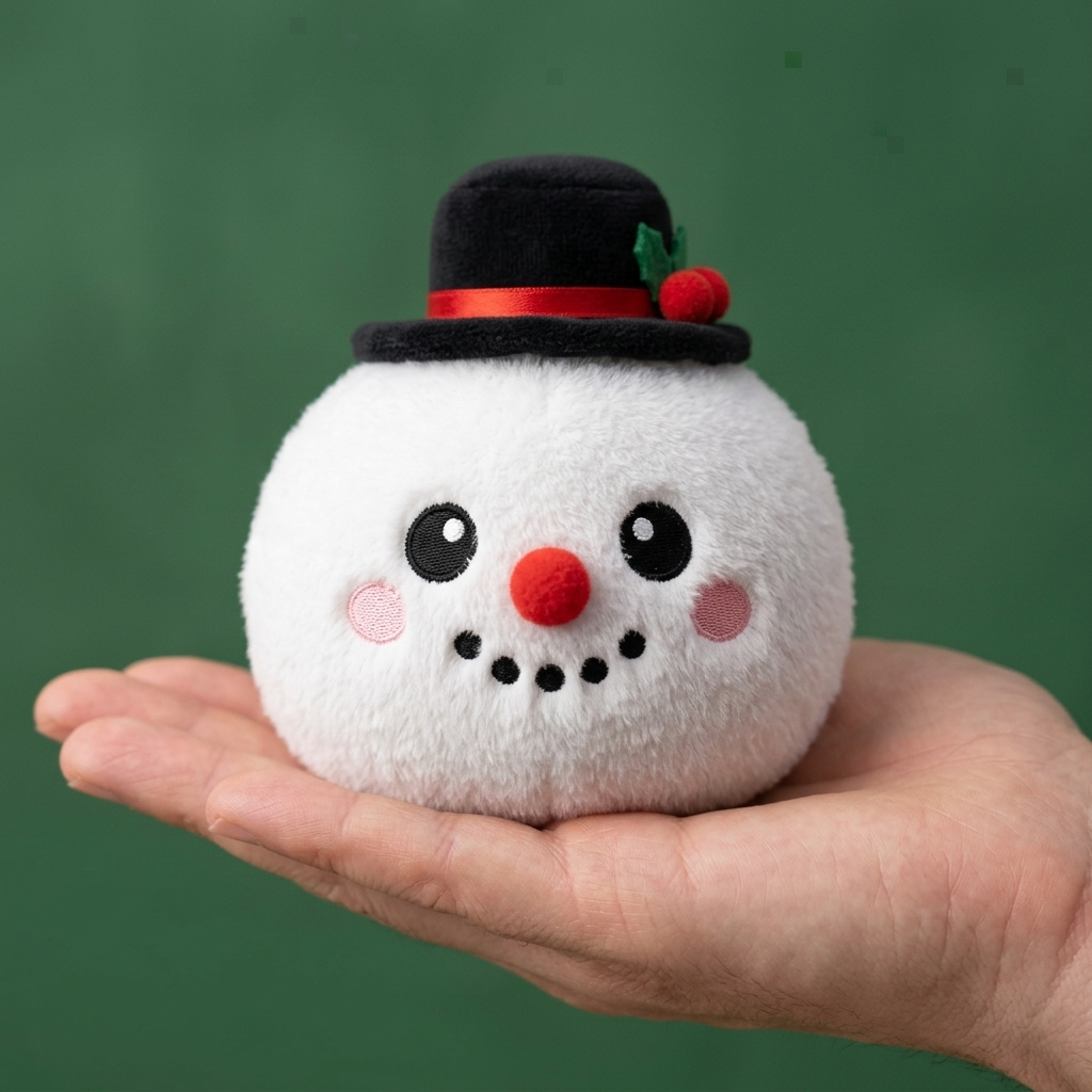 Squishy Dumpling Bałwan w Cylindrze w dłoni — porównanie rozmiaru