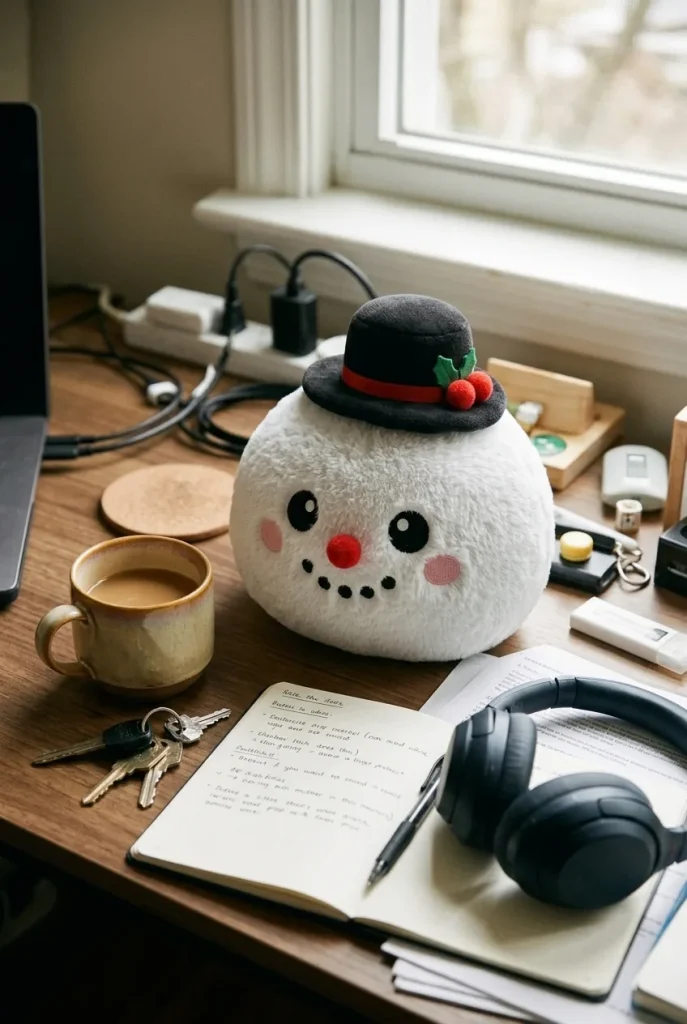 Squishy Dumpling Bałwan w Cylindrze na biurku