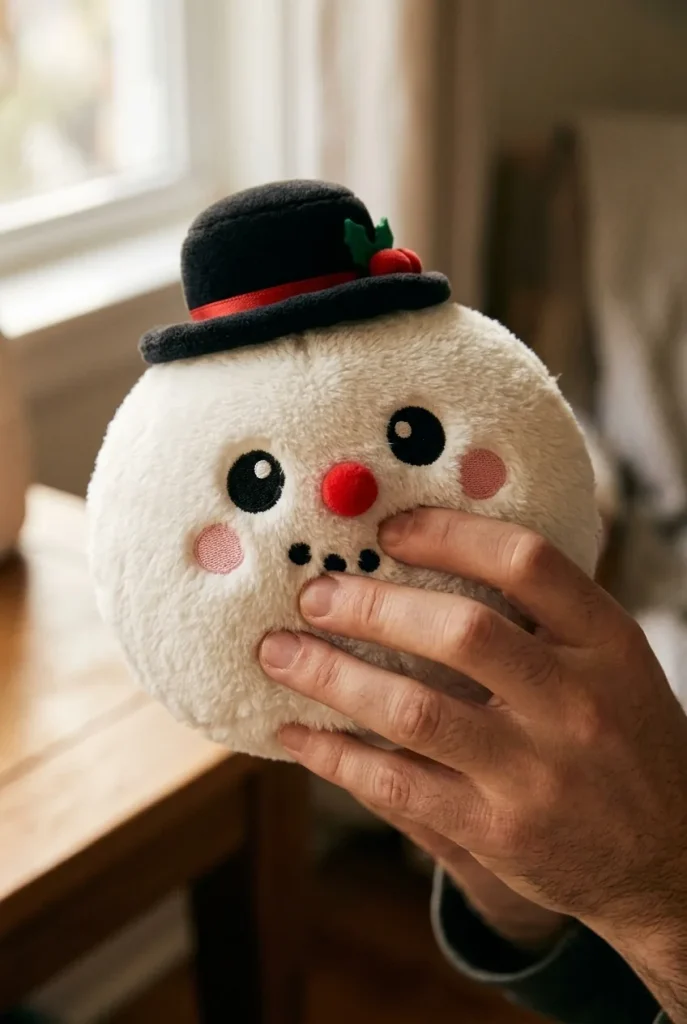 Squishy Dumpling Bałwan w Cylindrze podczas ściskania