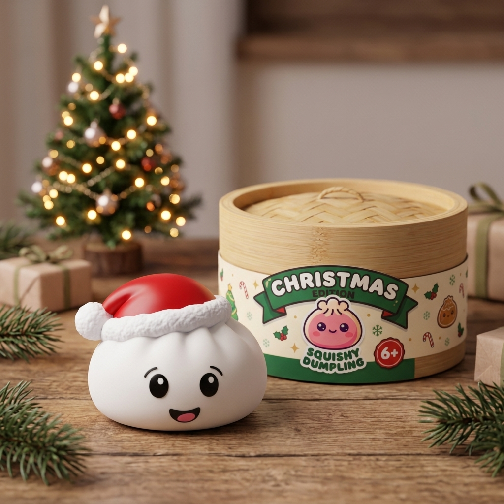 Christmas Hat Dumpling Squishy Biały w codziennej aranżacji
