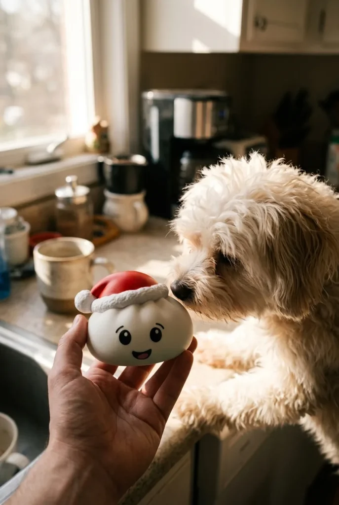 Christmas Hat Dumpling Squishy Biały z pluszakiem