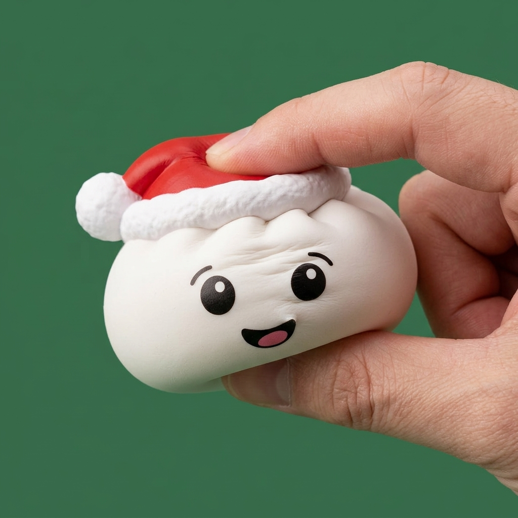 Christmas Hat Dumpling Squishy Biały ściskany w dłoni