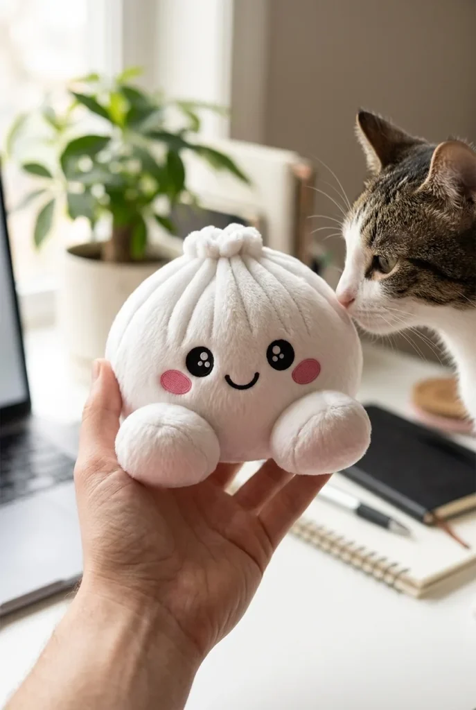 Squishy Dumpling Pluszowy Biały z pluszakiem