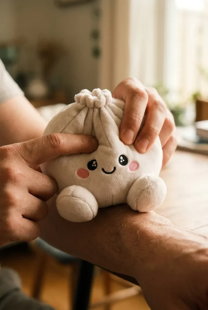 Squishy Dumpling Pluszowy Biały podczas ściskania