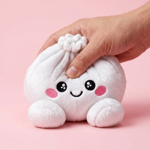Squishy Dumpling Pluszowy Biały efekt slow-rise w akcji