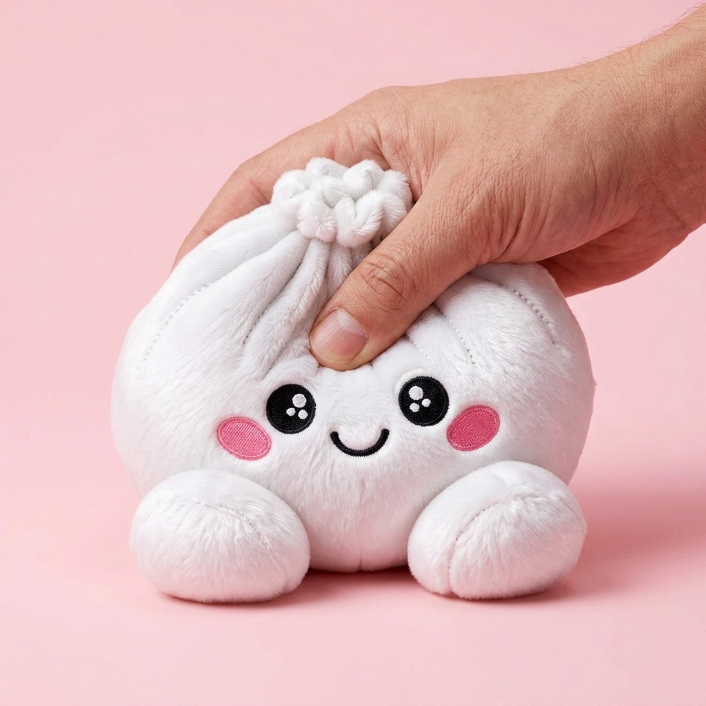 Squishy Dumpling Pluszowy Biały efekt slow-rise w akcji