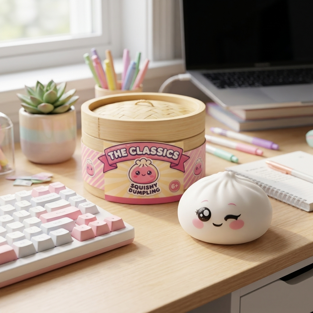 Squishy Dumpling Biały Przymrużone Oko w codziennej aranżacji