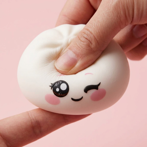 Squishy Dumpling Biały Przymrużone Oko efekt slow-rise w akcji