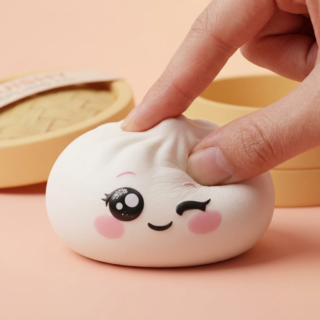 Squishy Dumpling Biały Przymrużone Oko ściskany w dłoni