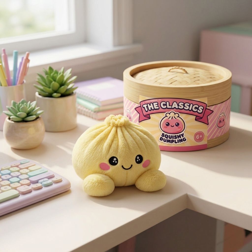 Dumpling Squishy Żółty Cytrynowy w codziennej aranżacji