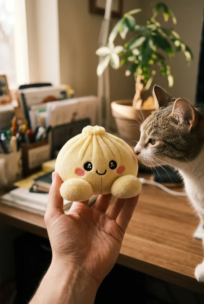 Dumpling Squishy Żółty Cytrynowy z pluszakiem
