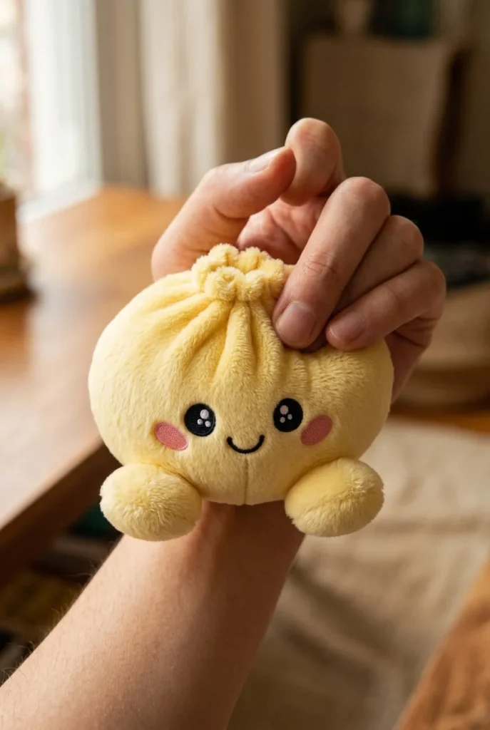 Dumpling Squishy Żółty Cytrynowy podczas ściskania